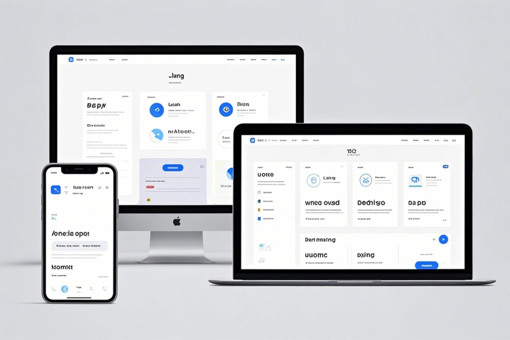Alt Text: A website design seamlessly adapting to different screen sizes on a smartphone, tablet, and laptop, illustrating excellent user experience.)